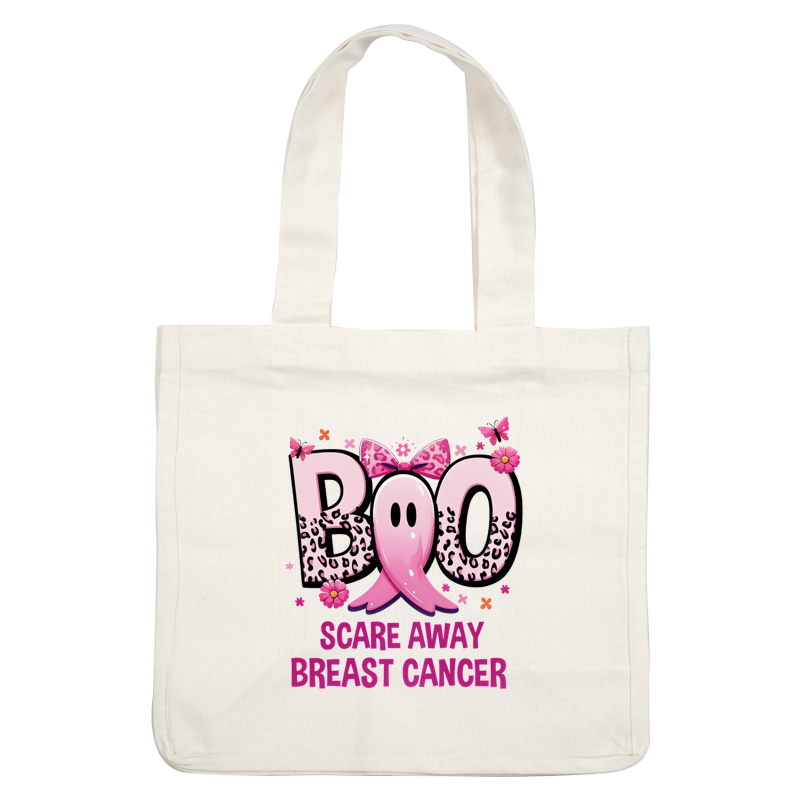 Celebrate breast cancer awareness with this vibrant design featuring playful lettering, a pink ribbon, and cheerful floral accents.DTF Transfers heat press transfers