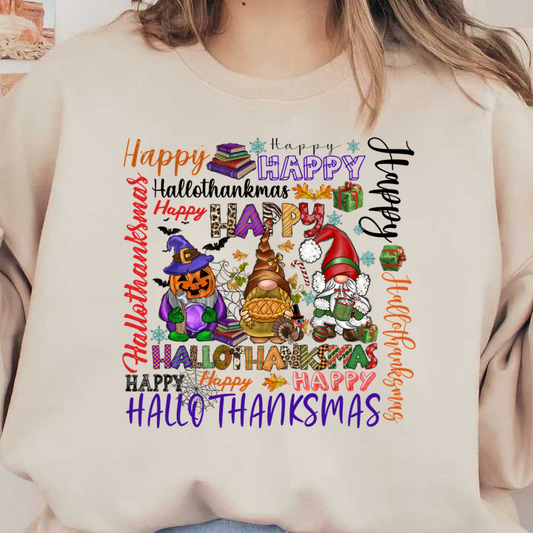 Celebrate the festive spirit with adorable gnomes and colorful greetings for Halloween, Thanksgiving, and Christmas!DTF Transfersdtf regular iron dtf prints