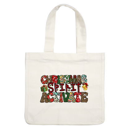 Embrace the festive cheer with this vibrant design that reads "Christmas Spirit Activate" in colorful patterns and holiday motifs.DTF Transfers dtf prints