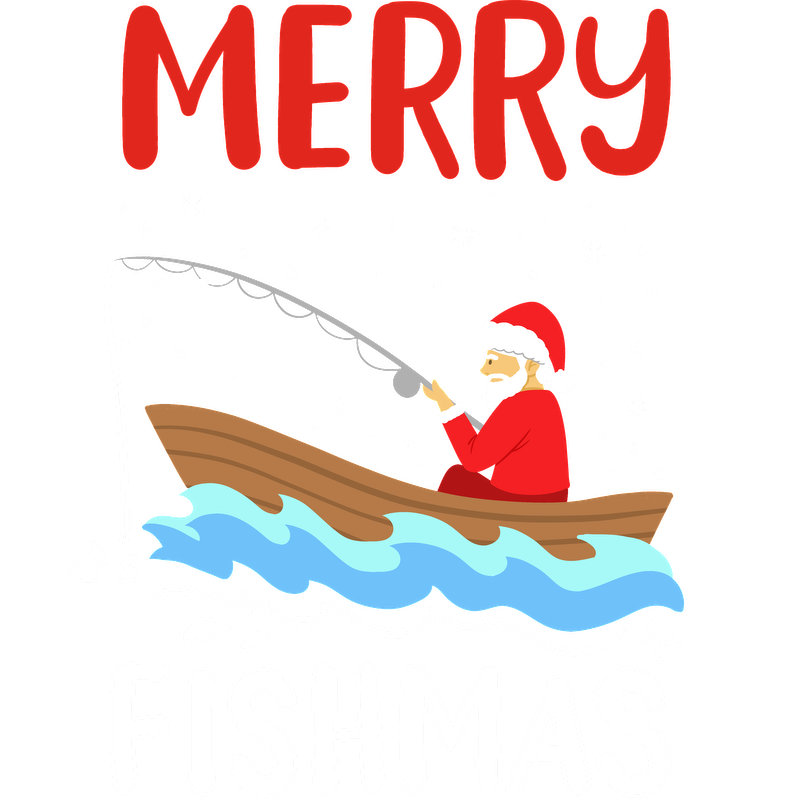 Celebrate the holiday spirit with this whimsical "Merry Fishmas" design featuring Santa fishing on snowy waters!DTF Transfers heat press transfers heat press transfers