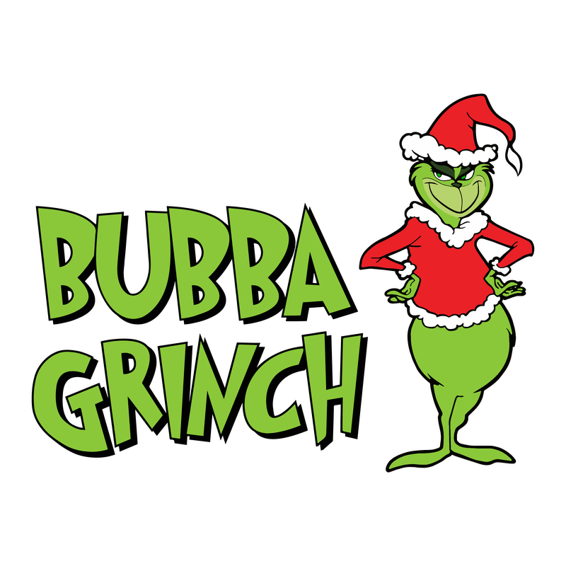 Celebrate the holidays with the Bubba Grinch, a playful twist on a classic character, dressed in festive red and white!DTF Transfersdtf regular irondtf regular iron