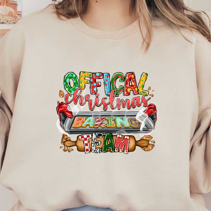 Celebrate the festive spirit with this colorful "Official Christmas Baking Team" design, perfect for holiday baking enthusiasts!DTF Transfers dtf transfers dtf transfers