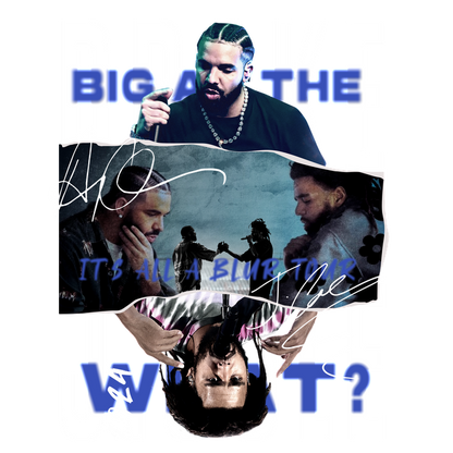 A vibrant graphic featuring Drake with dynamic text announcing his "It's All a Blur Tour," showcasing his energetic style and presence.DTF Transfers dtf prints