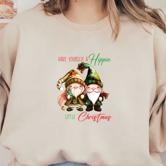 Adorable gnomes celebrate the season with a message of peace and joy, perfect for a whimsical holiday spirit!dtf regular iron