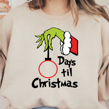 This playful graphic features a green hand reminiscent of a famous character stealing a red and white Santa hat, evoking a festive spirit.DTF Transfers heat press transfers