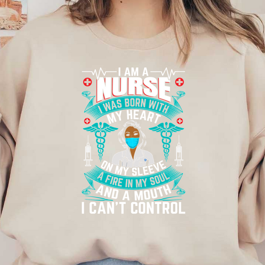 Celebrate the nursing profession with this vibrant graphic that showcases a dedicated nurse with heartfelt words highlighting their passion and commitment.DTF Transfers