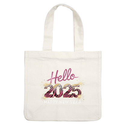 Celebrate the New Year in style with this vibrant "Hello 2025" design featuring glamorous pink and black zebra stripes!DTF Transfers