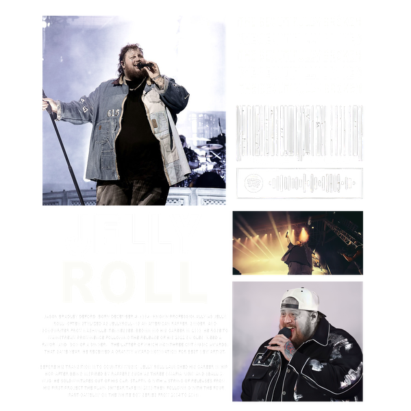 Promoting Jelly Roll’s album "The Beautifully Broken," this striking image showcases the artist performing passionately on stage, wearing a stylish jacket.DTF Transfers heat press transfers