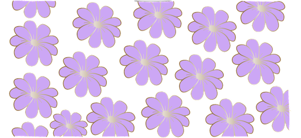 A cheerful pattern featuring multiple lavender flowers with light centers, perfect for spring-themed designs.UV Transfersdtf regular iron