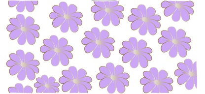 A cheerful pattern featuring multiple lavender flowers with light centers, perfect for spring-themed designs.UV Transfersdtf regular iron