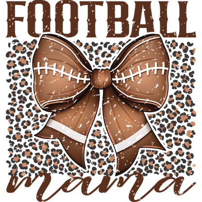 Cute design featuring a brown football-themed bow with the words "Football Mama" for sporty and fun occasions! heat press transfers