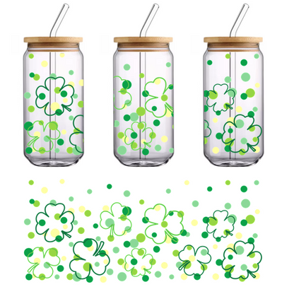 Large green shamrock confetti for st patricks day.UV Transfers