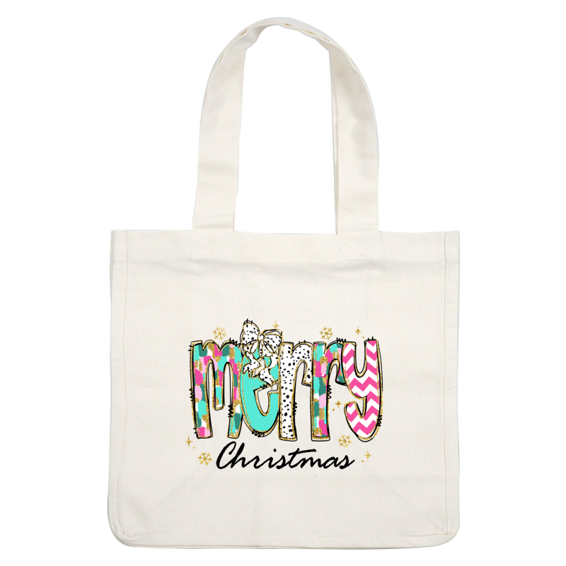 Colorful and festive, this "merry" design features playful patterns and glittery accents, perfect for celebrating the holiday spirit!DTF Transfers