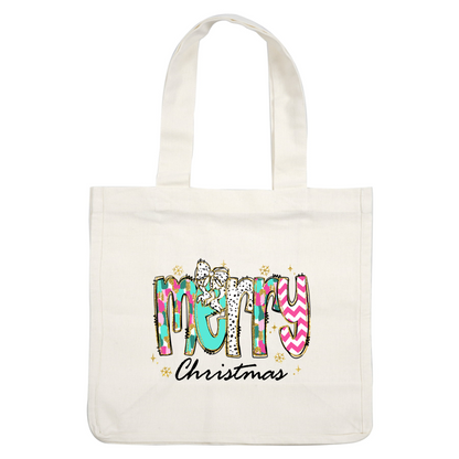 Colorful and festive, this "merry" design features playful patterns and glittery accents, perfect for celebrating the holiday spirit!DTF Transfers