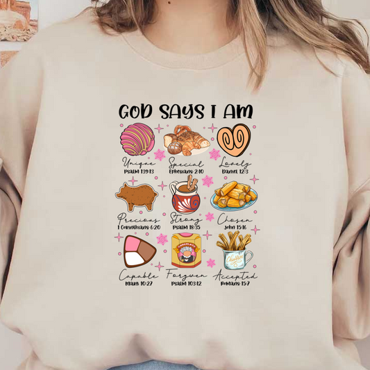 A delightful assortment of sweet treats, featuring colorful pastries, cookies, hot chocolate, tamales, chocolates, and crispy churros.DTF Transfers dtf prints