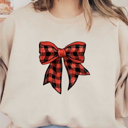 A festive red and black checkered bow, perfect for adding a cheerful touch to any gift or decoration. dtf prints