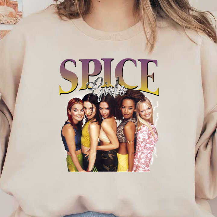 A nostalgic image of the Spice Girls showcasing their signature styles and vibrant personalities.DTF Transfersdtf regular iron