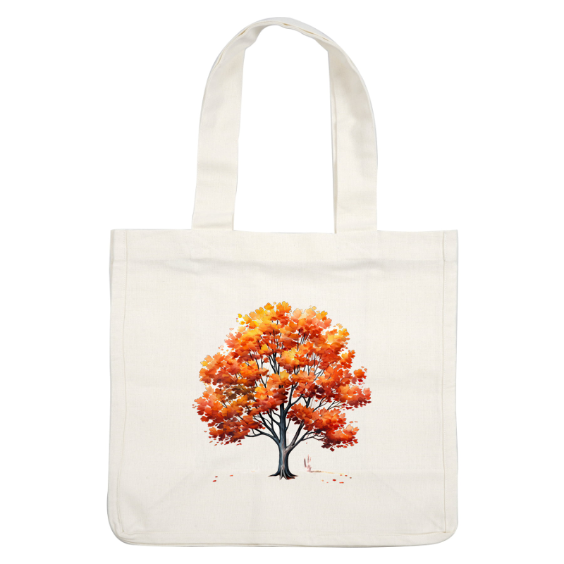 A vibrant autumn tree with a stunning display of orange and yellow leaves, showcasing the beauty of fall foliage.dtf regular iron