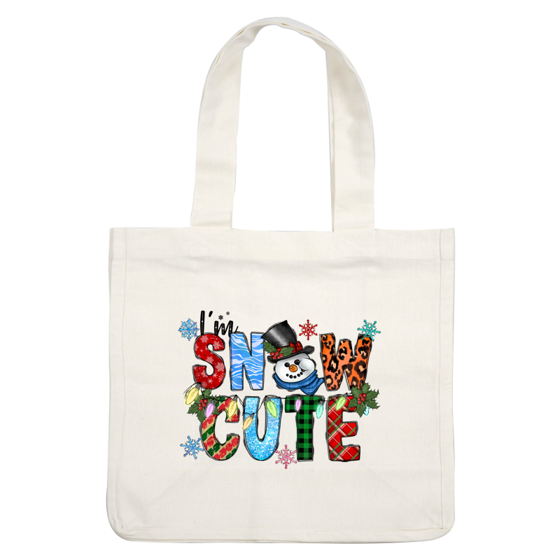 Celebrate the season with this cheerful "Snow Cute" design featuring a playful snowman and colorful, festive lettering.DTF Transfers heat press transfers