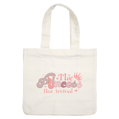 Celebrate with this charming "The Princess Has Arrived" design, featuring playful lettering and a cute crown, perfect for special occasions!DTF Transfers