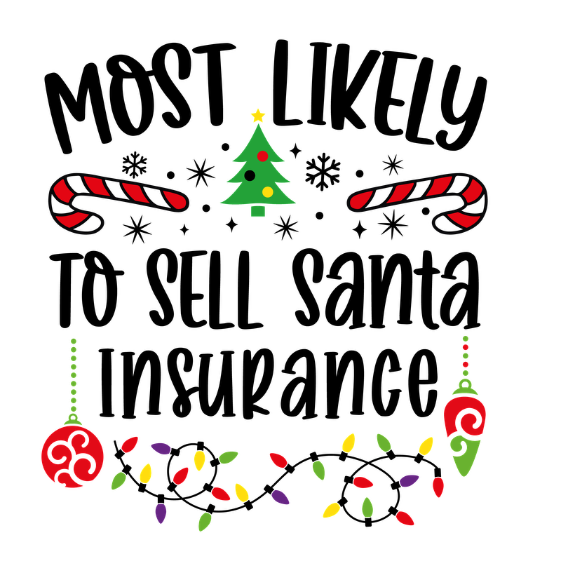 Celebrate the holiday spirit with this cheerful design featuring a Christmas tree, candy canes, ornaments, and colorful lights!DTF Transfers dtf transfers dtf transfers