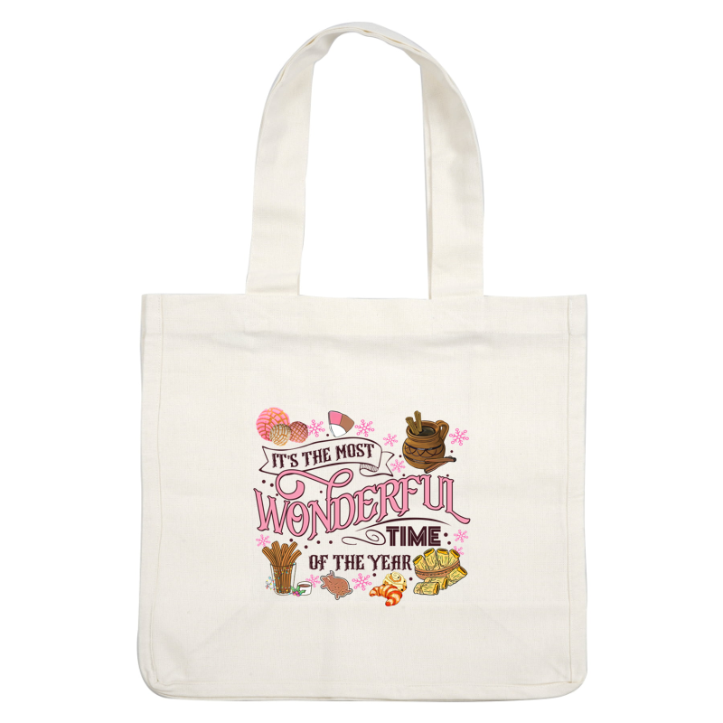 Celebrate the season with this whimsical design featuring festive foods and the cheerful phrase, "It's the most wonderful time of the year!"DTF Transfers heat press transfers