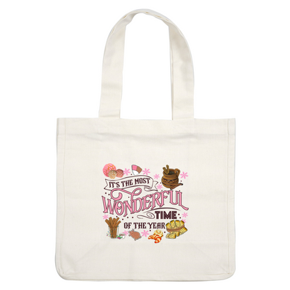 Celebrate the season with this whimsical design featuring festive foods and the cheerful phrase, "It's the most wonderful time of the year!"DTF Transfers heat press transfers