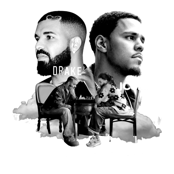 A striking black and white design featuring Drake and J. Cole, with a chess scene and the phrase "BIG AS THE-WHAT?"DTF Transfers heat press transfers