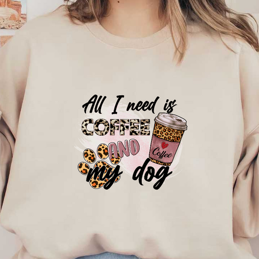 "Modern coffee mug with a paw print design and coffee quote."DTF Transfers