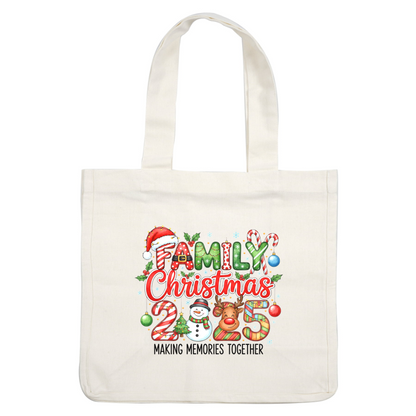 Colorful "Family Christmas 2025" design featuring festive characters and cheerful decorations.DTF Transfers