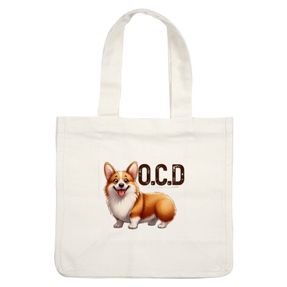 Esta divertida ilustración presenta un corgi feliz junto al acrónimo humorístico "OCD" (trastorno obsesivo del corgi).