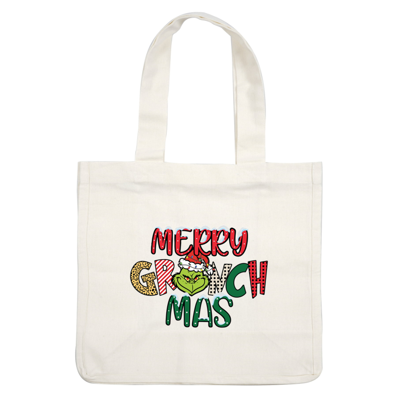 Celebrate the holiday season with this fun "Merry Grinch Mas" graphic featuring the iconic Grinch in festive colors!DTF Transfersdtf regular iron heat press transfers