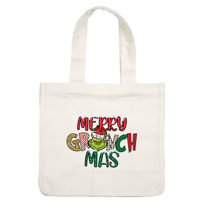 Celebrate the holiday season with this fun "Merry Grinch Mas" graphic featuring the iconic Grinch in festive colors!DTF Transfersdtf regular iron heat press transfers