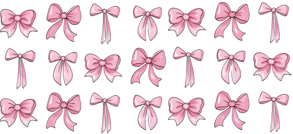 A delightful collection of pink bows in various styles, perfect for decorations, gifts, or crafting projects.UV Transfers dtf prints