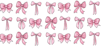 A delightful collection of pink bows in various styles, perfect for decorations, gifts, or crafting projects.UV Transfers dtf prints