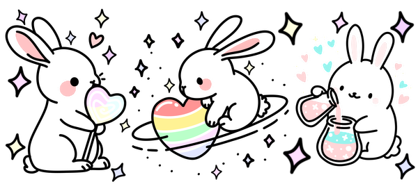 Rainbow strawberry necklace with a bunny and crystal.UV Transfers