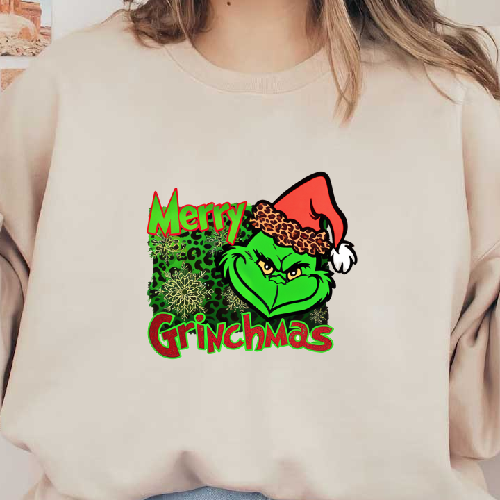 Celebrate the holiday spirit with this vibrant "Merry Grinchmas" design featuring the iconic Grinch in a festive mood!DTF Transfers dtf transfers