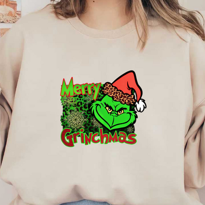 Celebrate the holiday spirit with this vibrant "Merry Grinchmas" design featuring the iconic Grinch in a festive mood!DTF Transfers dtf transfers