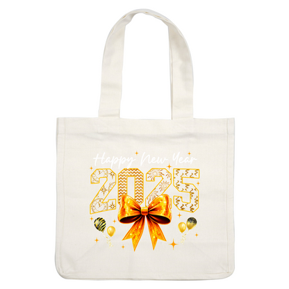 Celebrate the arrival of 2025 with a sparkling design featuring golden numbers, a dazzling bow, and festive balloons!DTF Transfersdtf regular iron dtf transfers