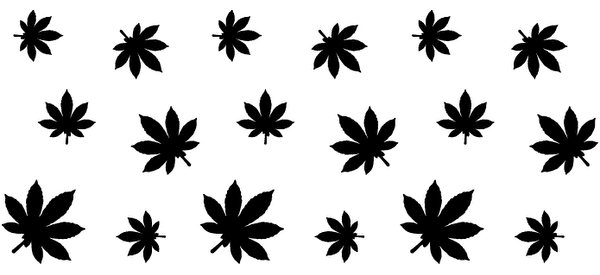 A wallpaper design with black leaves on a green background.UV Transfers